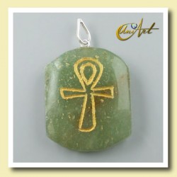 Pendant engraved with Ankh (Egyptian Cross) - Green Aventurine