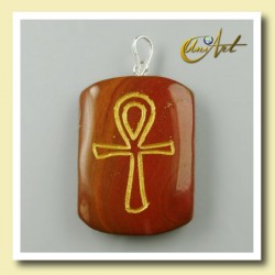 Colgante grabado con Ankh (Cruz Egipcia) - Jaspe Rojo