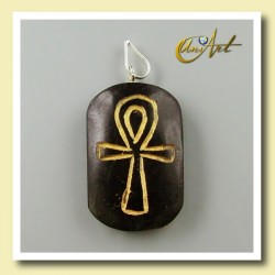 Colgante grabado con Ankh (Cruz Egipcia) - Turmalina Negra