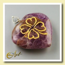 Colgante corazón con trébol - Amatista