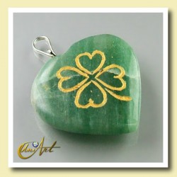 Colgante corazón con trébol - Aventurina Verde