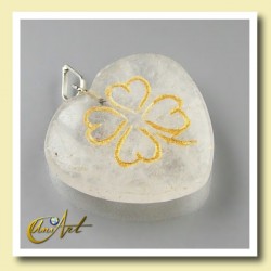 Colgante corazón con trébol - Cristal de Roca
