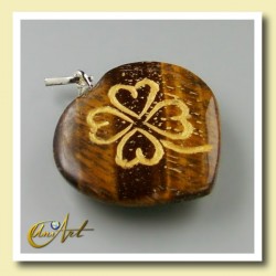 Clover heart pendant - Tiger Eye
