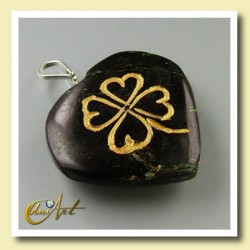 Clover heart pendant - Black Tourmaline