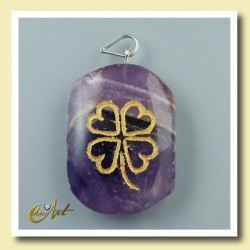 Clover - pendant engraved - Amethyst