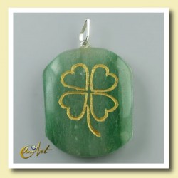 Clover - pendant engraved - Green Aventurine
