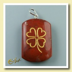 Clover - pendant engraved - Red Jasper