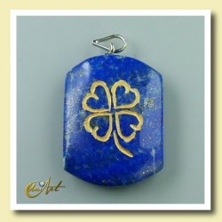 Clover - pendant engraved - Lapis Lazuli