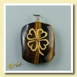 Clover - pendant engraved - Tiger Eye