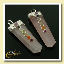 7 Chakras Pendant - Rose Quartz