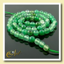 Green Agate faceted Bead - 6 mm Round - 6 mm
