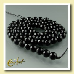 Black Agate - 6 mm faceted round beads - 6 mm