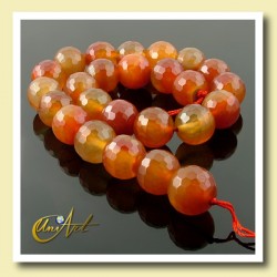 Strings faceted carnelian beads 16 mm - 16 mm