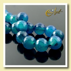 14mm faceted blue agate beads - 14 mm