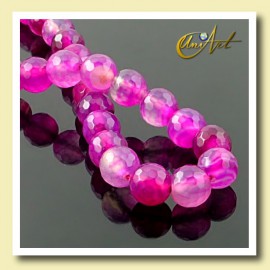 Fuchsia Agate faceted Bead - 8 mm Round - 8 mm