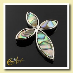 Cruciform Pendant with Tiger Eye, Rose Quartz or Abalone Shell - Abalone