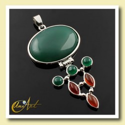 Hinge pendant - Green Agate