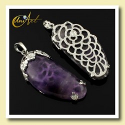 Colgante floral de amatista o cuarzo rosa - Amatista