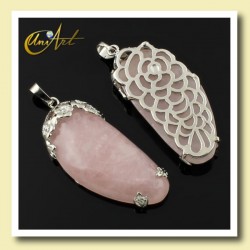 Floral pendant amethyst or rose quartz - Rose Quartz
