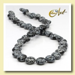 Snowflake obsidian bead - lentil