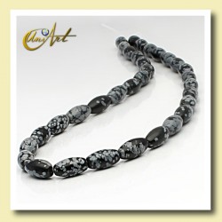 Snowflake obsidian bead - olive - 12 mm
