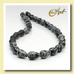 Snowflake obsidian bead - pear - 12 mm