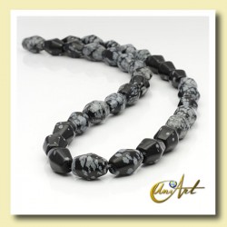 Snowflake obsidian bead - rhombus - 12 mm