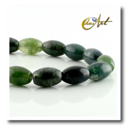 Cuentas de ágata musgo talla aceituna - 12 mm