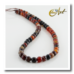 Hilos de bolas facetadas de ágata marrón - 6 mm