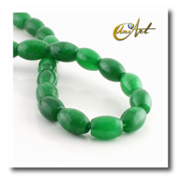 Green jade olive shape beads - 12 mm
