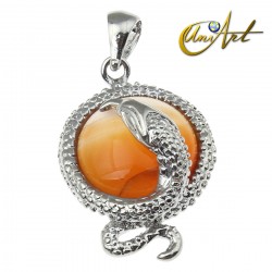 Snake pendant with carnelian