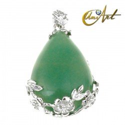 Green Aventurine Drop Pendant - floral