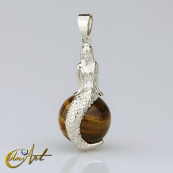 Mermaid pendant with tiger eye
