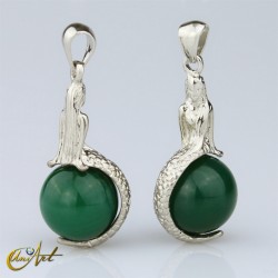 Mermaid pendant - Green Agate
