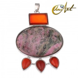 Karnak pendant with natural gemstone - Rhodonite