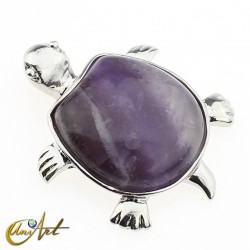 tiger eye or amethyst turtle pendant - Amethyst