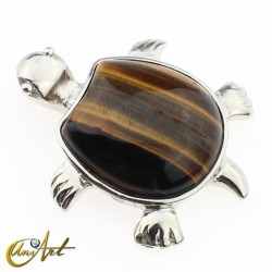 tiger eye or amethyst turtle pendant - Tiger Eye