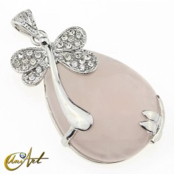 Dragonfly Pendant - Rose Quartz