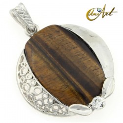 Rose quartz or tiger eye - omega pendant - Tiger Eye