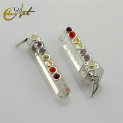 Colgante Punta con las Piedras de los 7 Chakras - Cristal de Roca
