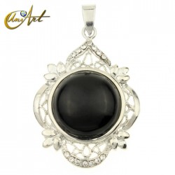 Round gothic pendant - Onyx