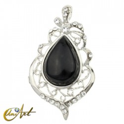 Gothic tear pendant of natural stone - Onyx