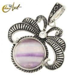 Vintage natural stones pendant - Amethyst