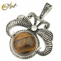Vintage natural stones pendant - Tiger Eye