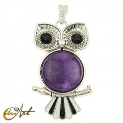 Búho, colgante con piedra semipreciosa - Amatista