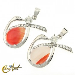 Swan crystals pendant - Red Agate