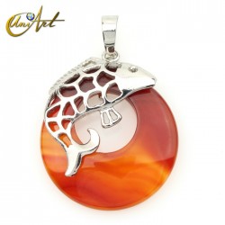 Colgante pez con dónut de minerales - Carneola