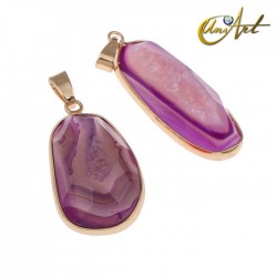 Faceted drusy agate pendant - Purple Agate