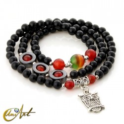 Pulsera 3 vueltas - búho - Negro