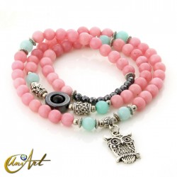 Pulsera 3 vueltas - búho - Rosa